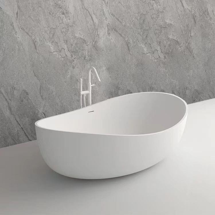 Vanity Art VA6918-ML Freestanding Solid Surface Resin Matte Bathtub 63 Inch x 37.5 Inch - Vanity Art VA6918-ML