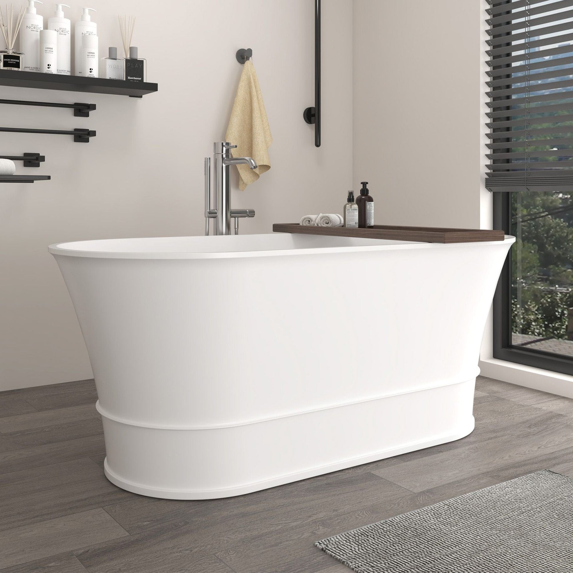 Vanity Art VA6919-MS Freestanding Solid Surface Resin Matte Bathtub 59 Inch x 27.5 Inch - Vanity Art VA6919-MS