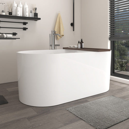 Vanity Art VA6920-GL Freestanding Solid Surface Resin Glossy Bathtub 67 Inch x 31.5 Inch - Vanity Art VA6920-GL