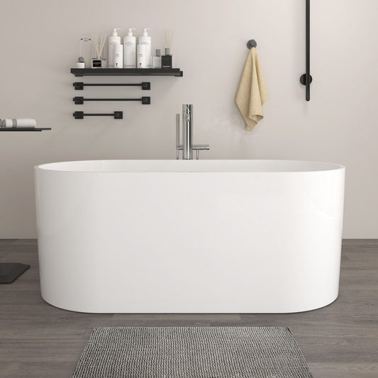 Vanity Art VA6920-GL Freestanding Solid Surface Resin Glossy Bathtub 67 Inch x 31.5 Inch - Vanity Art VA6920-GL