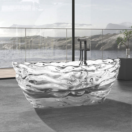 Vanity Art VA6922-PW Freestanding Solid Surface Resin Bathtub 69 Inch x 29.5 Inch - Vanity Art VA6922-PW