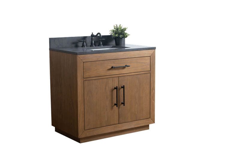 Vanity Art VA7036-T-BT 36 Inch Single Sink Bathroom Vanity in Tan with Limestone Top - Vanity Art VA7036-T-BT