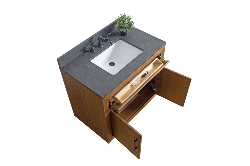 Vanity Art VA7036-T-BT 36 Inch Single Sink Bathroom Vanity in Tan with Limestone Top - Vanity Art VA7036-T-BT