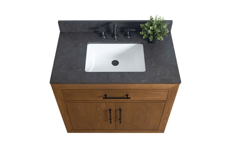 Vanity Art VA7036-T-BT 36 Inch Single Sink Bathroom Vanity in Tan with Limestone Top - Vanity Art VA7036-T-BT