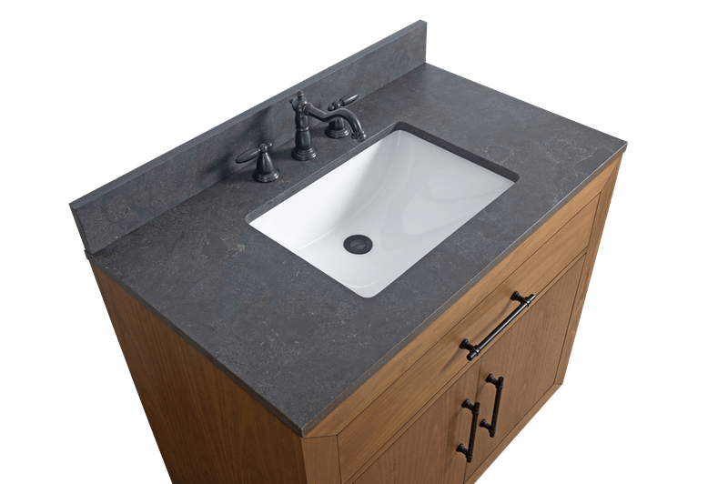 Vanity Art VA7036-T-BT 36 Inch Single Sink Bathroom Vanity in Tan with Limestone Top - Vanity Art VA7036-T-BT