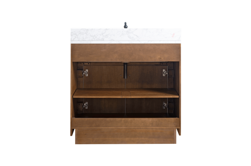 Vanity Art VA7036-T-ET 36 Inch Single Sink Bathroom Vanity in Tan with Marble Countertop - Vanity Art VA7036-T-ET