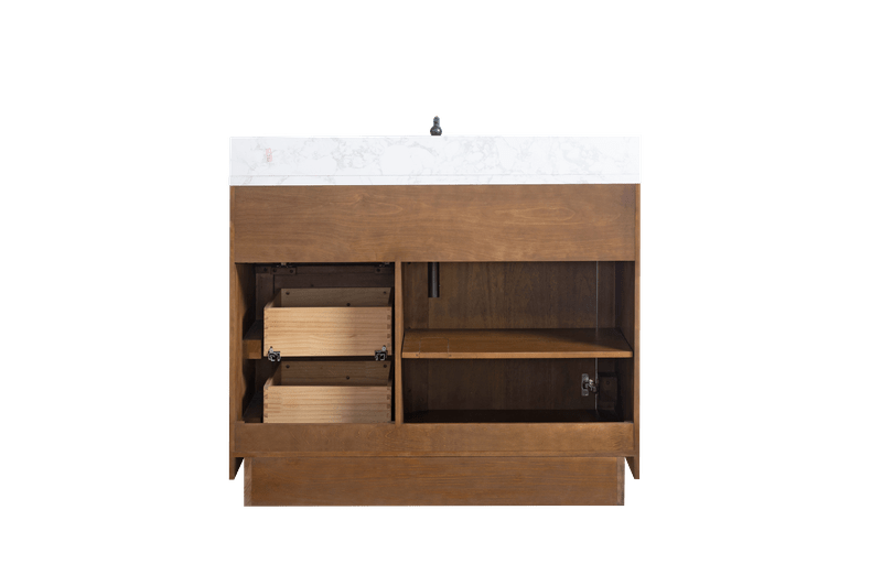 Vanity Art VA7042-T-ET 42 Inch Single Sink Bathroom Vanity in Tan with Marble Countertop - Vanity Art VA7042-T-ET