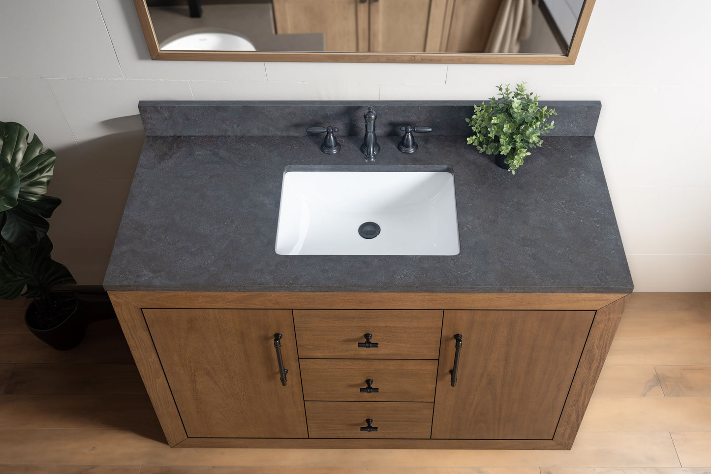 Vanity Art VA7048-T-BT 48 Inch Single Sink Bathroom Vanity in Tan with Limestone Top - Vanity Art VA7048-T-BT