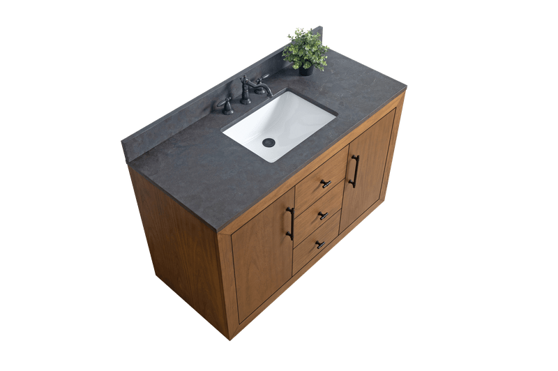 Vanity Art VA7048-T-BT 48 Inch Single Sink Bathroom Vanity in Tan with Limestone Top - Vanity Art VA7048-T-BT