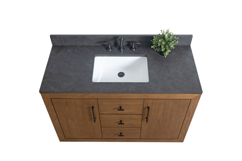 Vanity Art VA7048-T-BT 48 Inch Single Sink Bathroom Vanity in Tan with Limestone Top - Vanity Art VA7048-T-BT