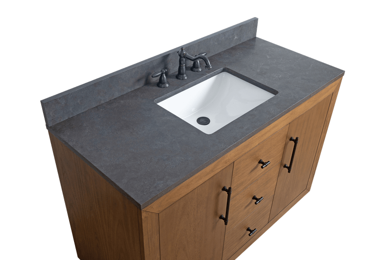 Vanity Art VA7048-T-BT 48 Inch Single Sink Bathroom Vanity in Tan with Limestone Top - Vanity Art VA7048-T-BT