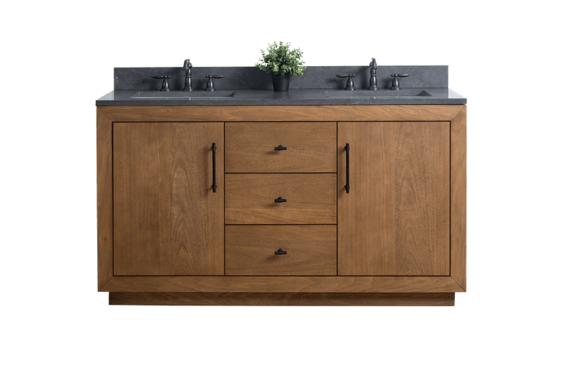 Vanity Art VA7060-DT-BT 60 Inch Double Sink Bathroom Vanity in Tan with Limestone Top - Vanity Art VA7060-DT-BT