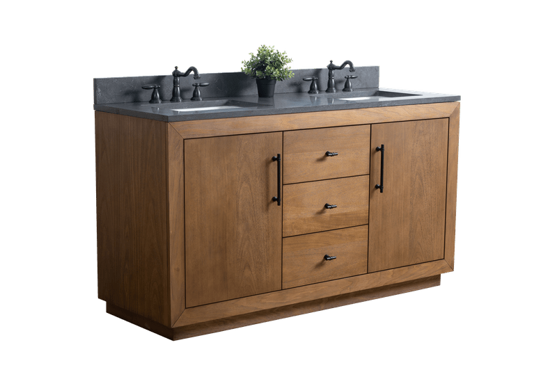 Vanity Art VA7060-DT-BT 60 Inch Double Sink Bathroom Vanity in Tan with Limestone Top - Vanity Art VA7060-DT-BT