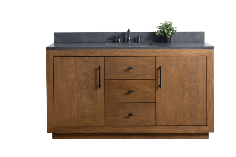 Vanity Art VA7060-ST-BT 60 Inch Single Sink Bathroom Vanity in Tan with Limestone Top - Vanity Art VA7060-ST-BT