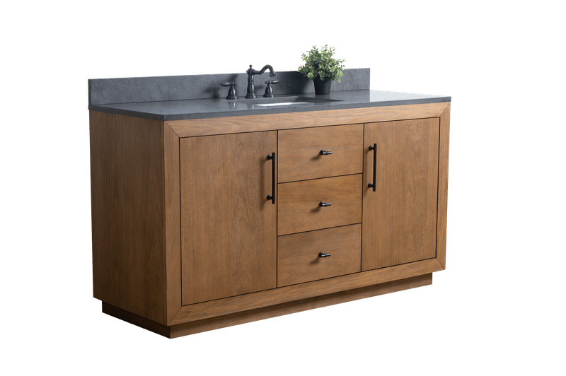 Vanity Art VA7060-ST-BT 60 Inch Single Sink Bathroom Vanity in Tan with Limestone Top - Vanity Art VA7060-ST-BT