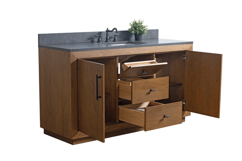 Vanity Art VA7060-ST-BT 60 Inch Single Sink Bathroom Vanity in Tan with Limestone Top - Vanity Art VA7060-ST-BT