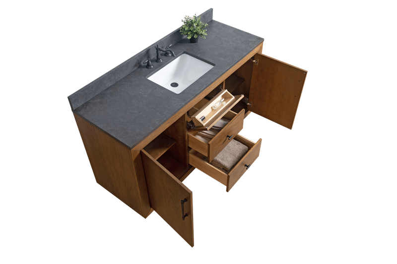 Vanity Art VA7060-ST-BT 60 Inch Single Sink Bathroom Vanity in Tan with Limestone Top - Vanity Art VA7060-ST-BT