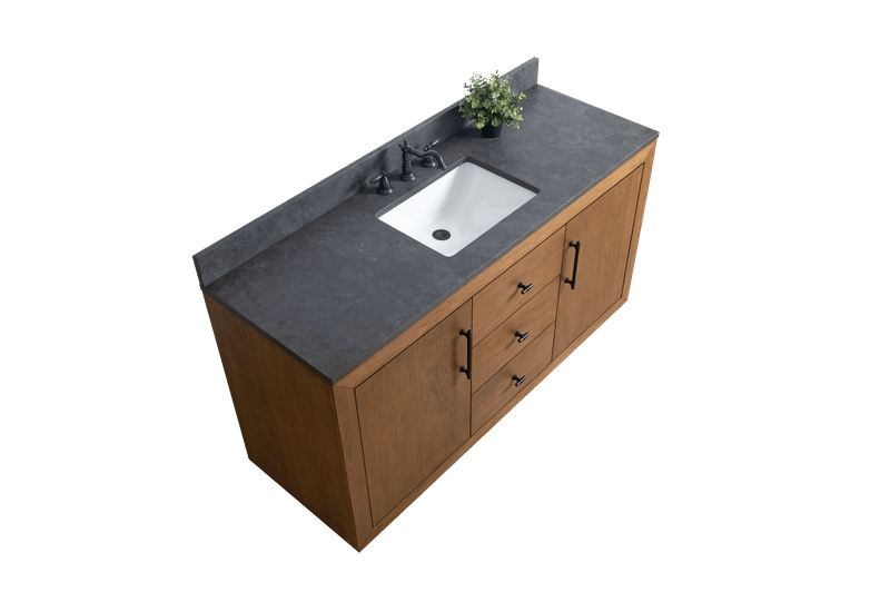 Vanity Art VA7060-ST-BT 60 Inch Single Sink Bathroom Vanity in Tan with Limestone Top - Vanity Art VA7060-ST-BT