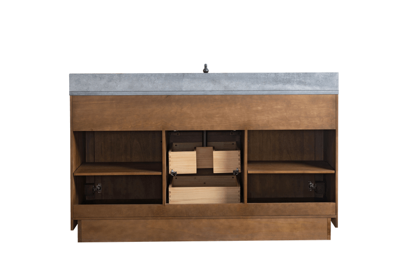 Vanity Art VA7060-ST-BT 60 Inch Single Sink Bathroom Vanity in Tan with Limestone Top - Vanity Art VA7060-ST-BT