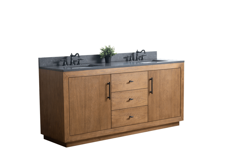 Vanity Art VA7072-DT-BT 72 Inch Double Sink Bathroom Vanity in Tan with Limestone Top - Vanity Art VA7072-DT-BT