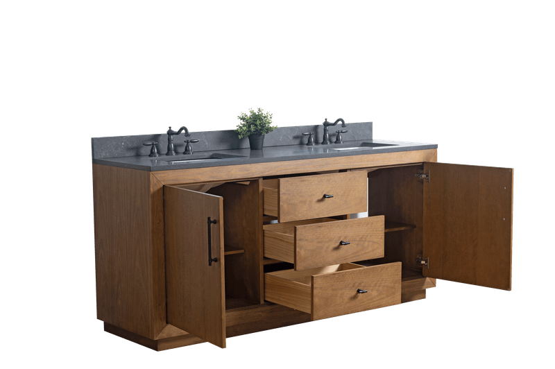 Vanity Art VA7072-DT-BT 72 Inch Double Sink Bathroom Vanity in Tan with Limestone Top - Vanity Art VA7072-DT-BT