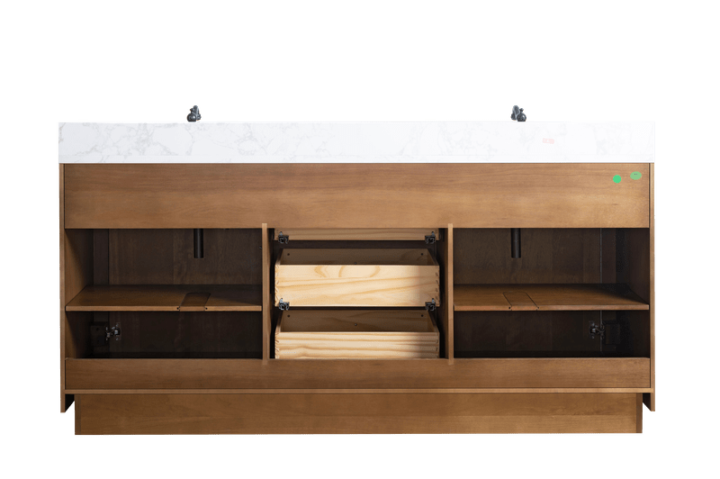 Vanity Art VA7072-DT-ET 72 Inch Double Sink Bathroom Vanity in Tan with Marble Countertop - Vanity Art VA7072-DT-ET