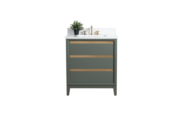 Vanity Art VA8030-VG 30 Inch Single Sink Bathroom Vanity in Vintage Green with Marble Countertop - Vanity Art VA8030-VG