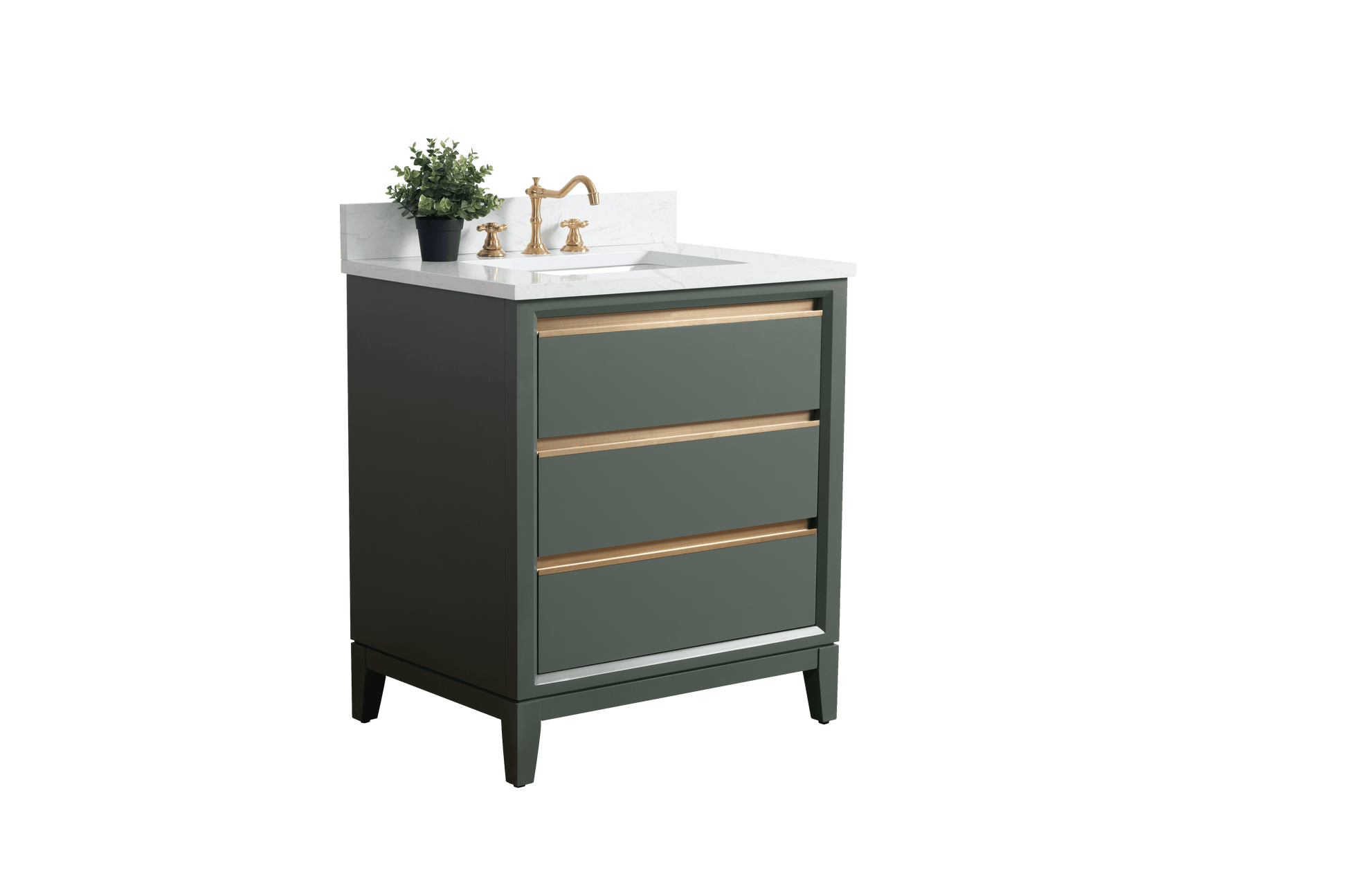 Vanity Art VA8030-VG 30 Inch Single Sink Bathroom Vanity in Vintage Green with Marble Countertop - Vanity Art VA8030-VG