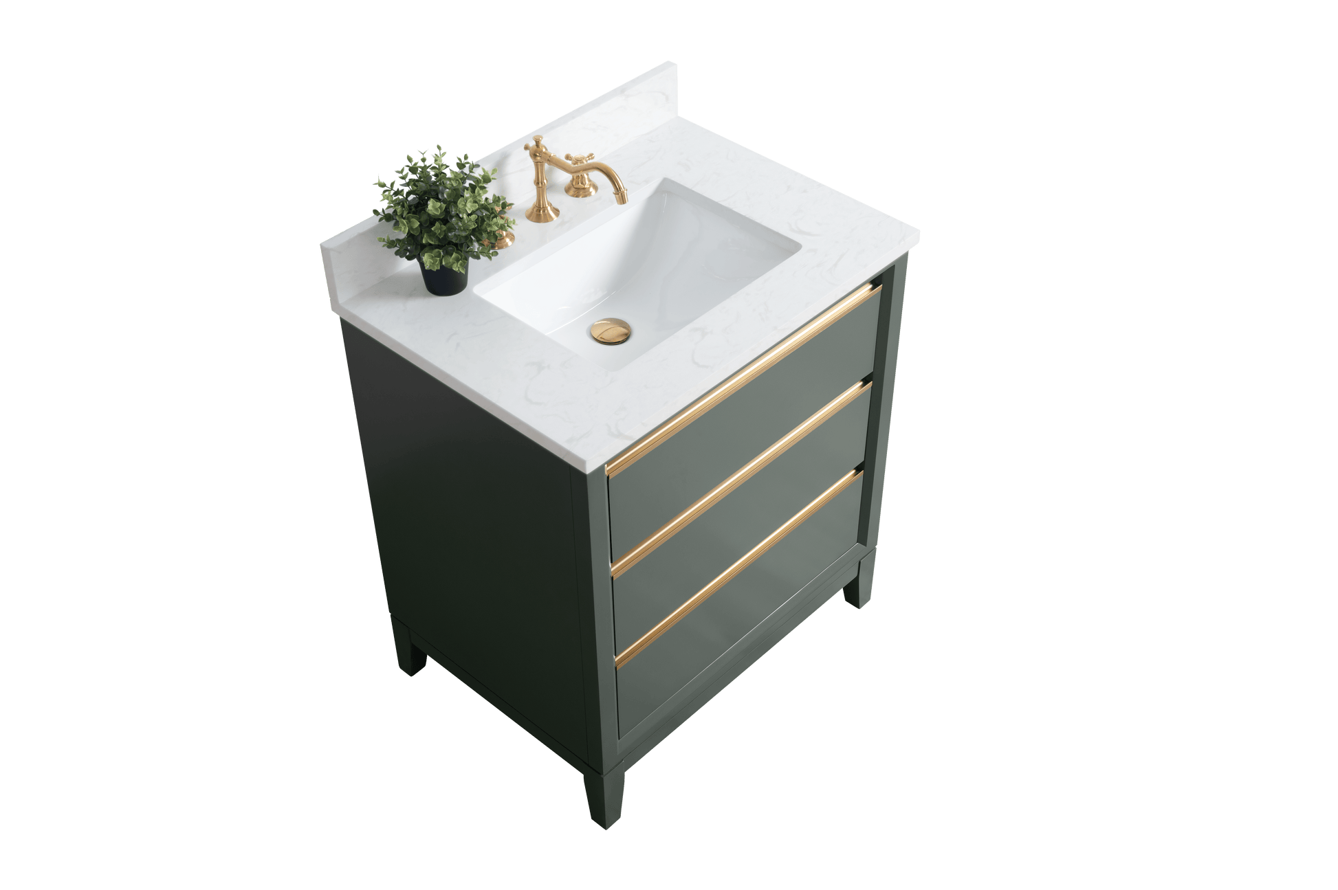 Vanity Art VA8030-VG 30 Inch Single Sink Bathroom Vanity in Vintage Green with Marble Countertop - Vanity Art VA8030-VG