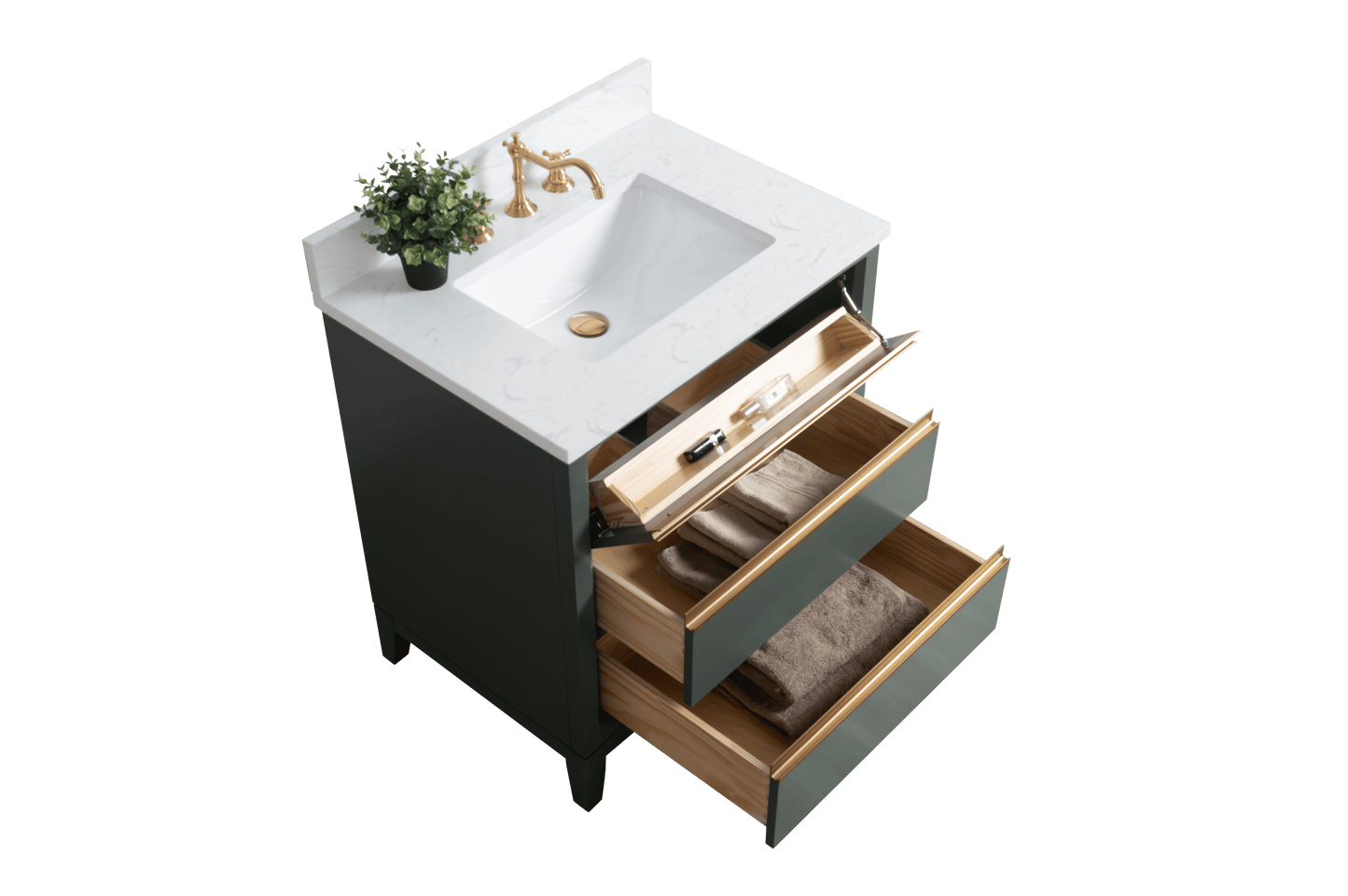 Vanity Art VA8030-VG 30 Inch Single Sink Bathroom Vanity in Vintage Green with Marble Countertop - Vanity Art VA8030-VG