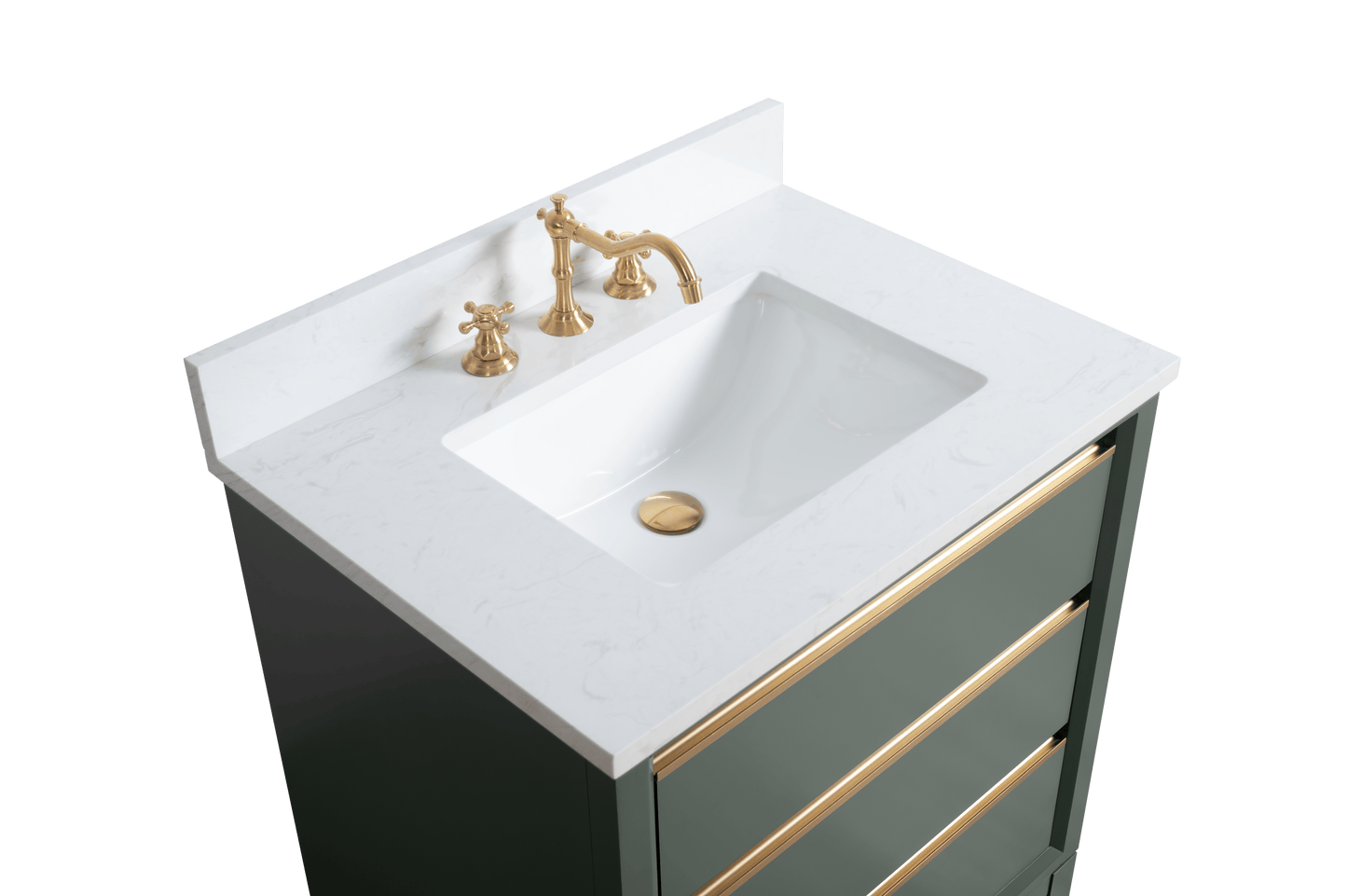 Vanity Art VA8030-VG 30 Inch Single Sink Bathroom Vanity in Vintage Green with Marble Countertop - Vanity Art VA8030-VG