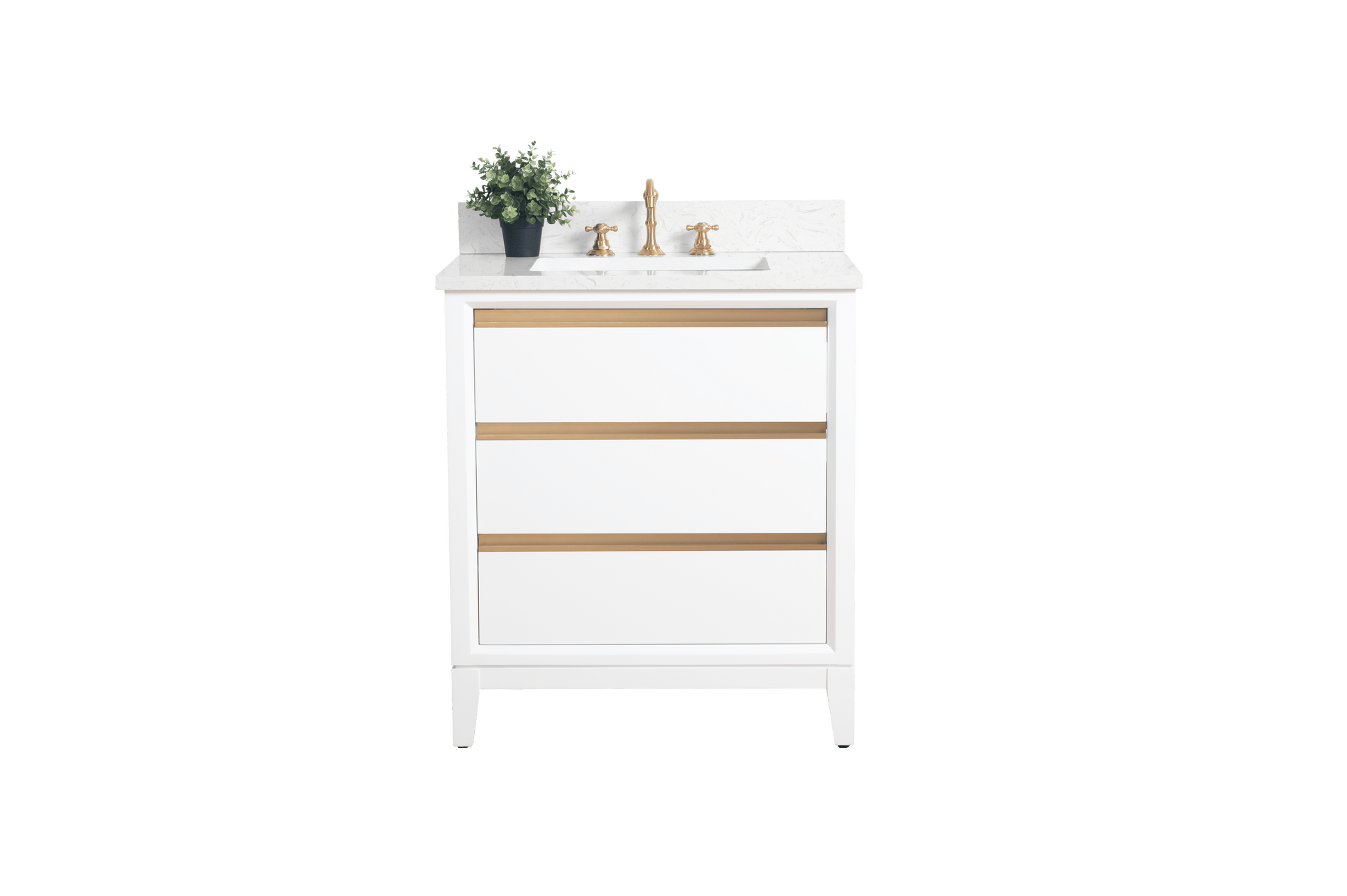 Vanity Art VA8030-W 30 Inch Single Sink Bathroom Vanity in White with Marble Countertop - Vanity Art VA8030-W