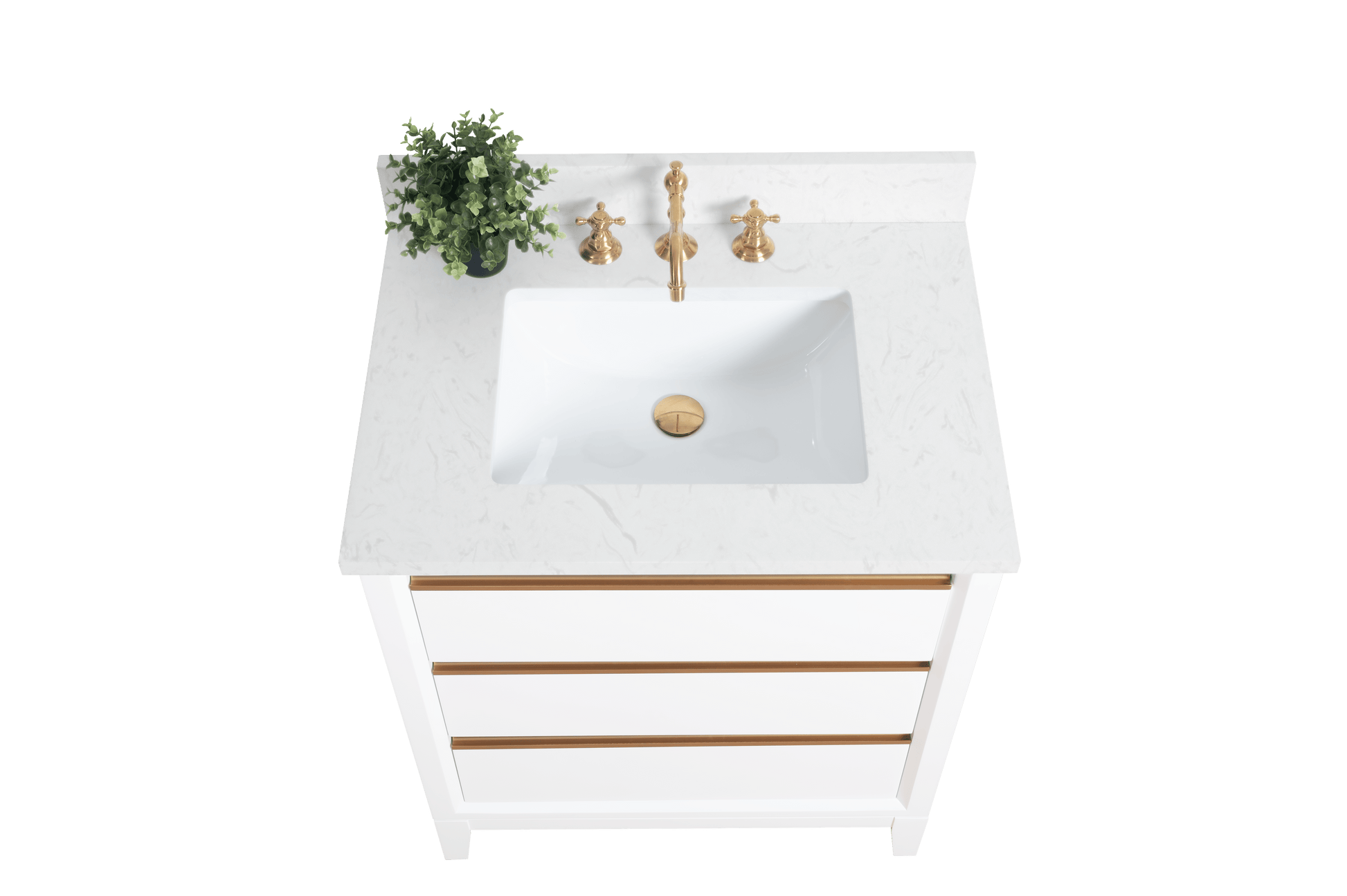 Vanity Art VA8030-W 30 Inch Single Sink Bathroom Vanity in White with Marble Countertop - Vanity Art VA8030-W