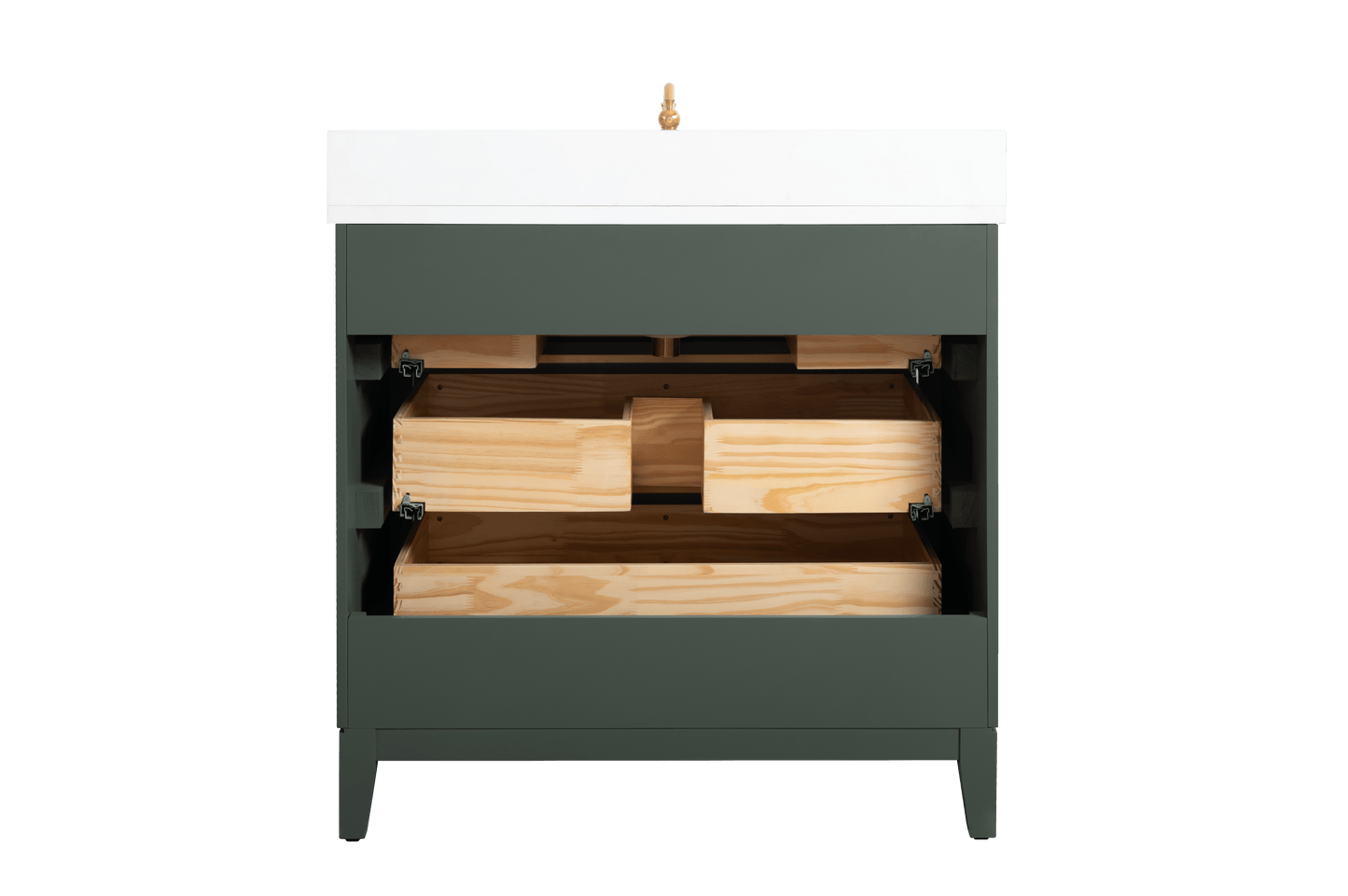 Vanity Art VA8036-VG 36 Inch Single Sink Bathroom Vanity in Vintage Green with Marble Countertop - Vanity Art VA8036-VG