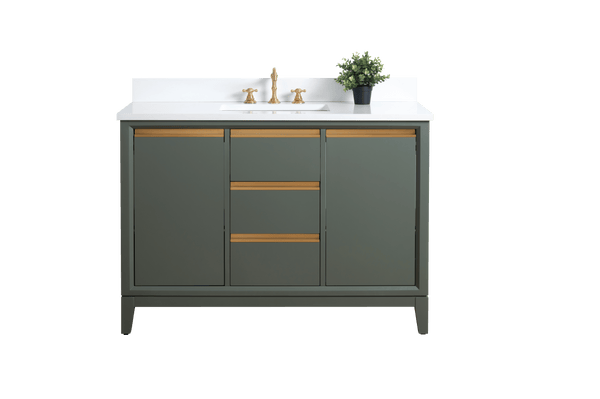 Vanity Art VA8048-VG 48 Inch Single Sink Bathroom Vanity in Vintage Green with Marble Countertop - Vanity Art VA8048-VG