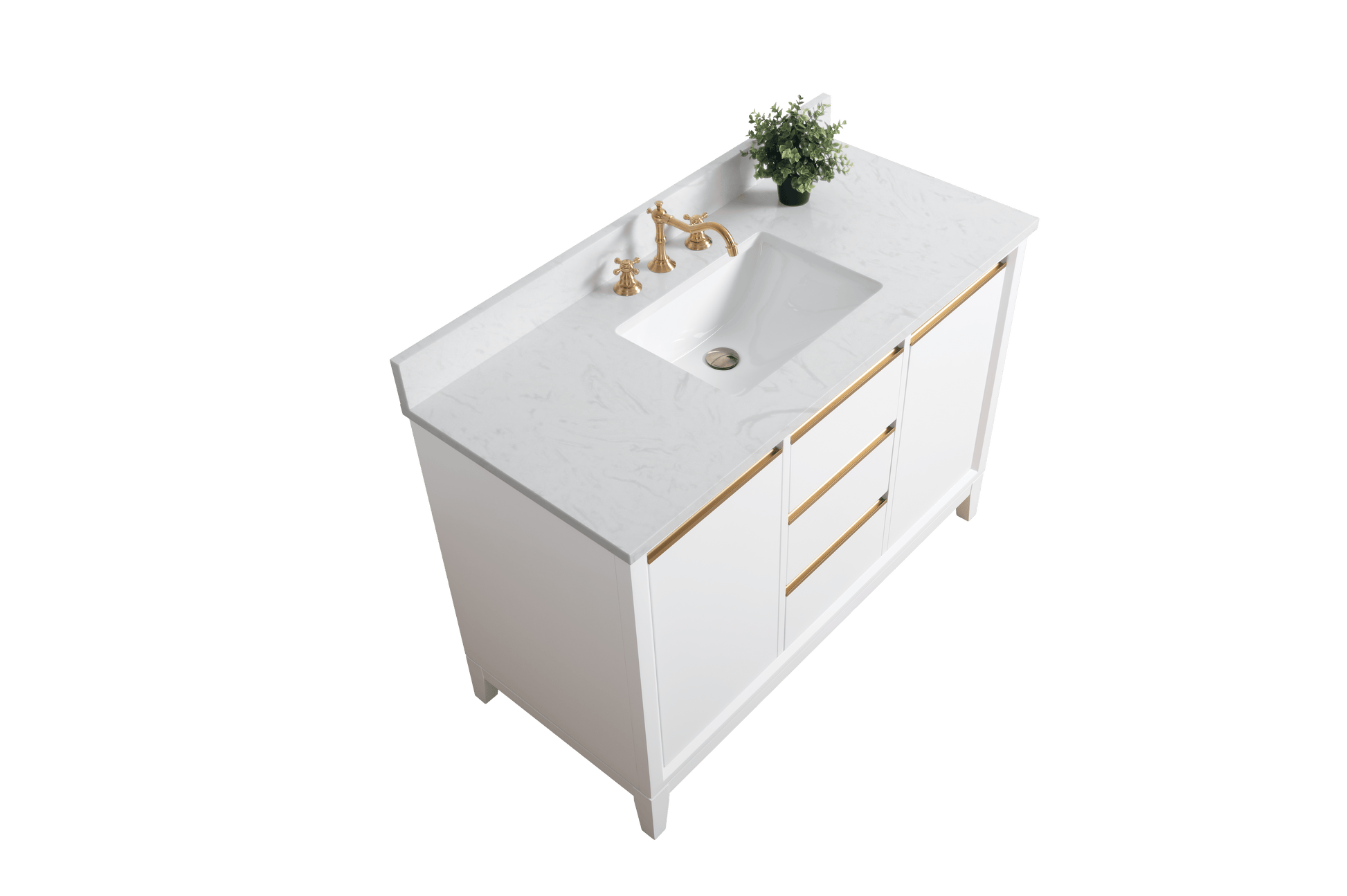 Vanity Art VA8048-W 48 Inch Single Sink Bathroom Vanity in White with Marble Countertop - Vanity Art VA8048-W