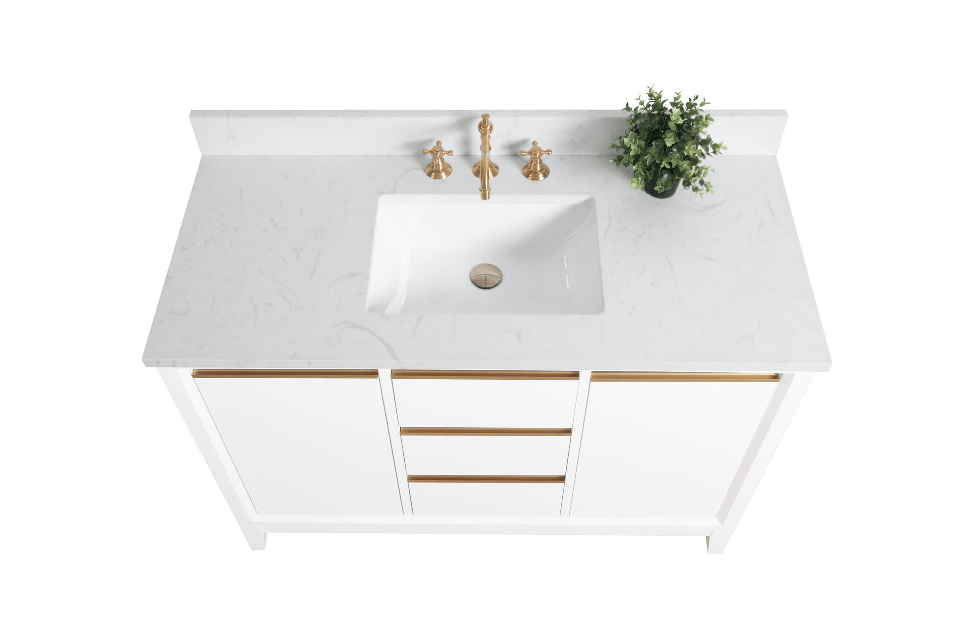 Vanity Art VA8048-W 48 Inch Single Sink Bathroom Vanity in White with Marble Countertop - Vanity Art VA8048-W