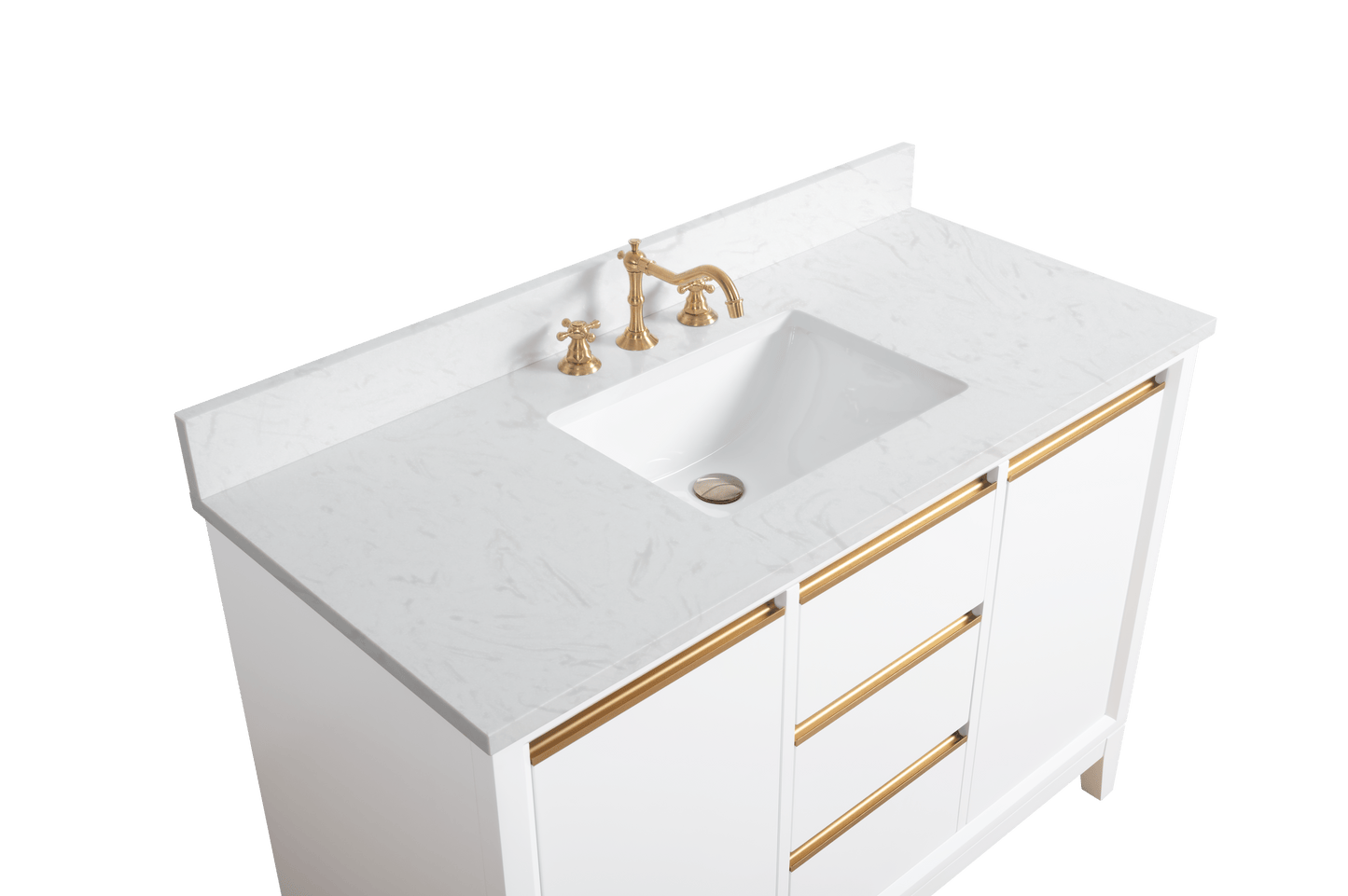 Vanity Art VA8048-W 48 Inch Single Sink Bathroom Vanity in White with Marble Countertop - Vanity Art VA8048-W