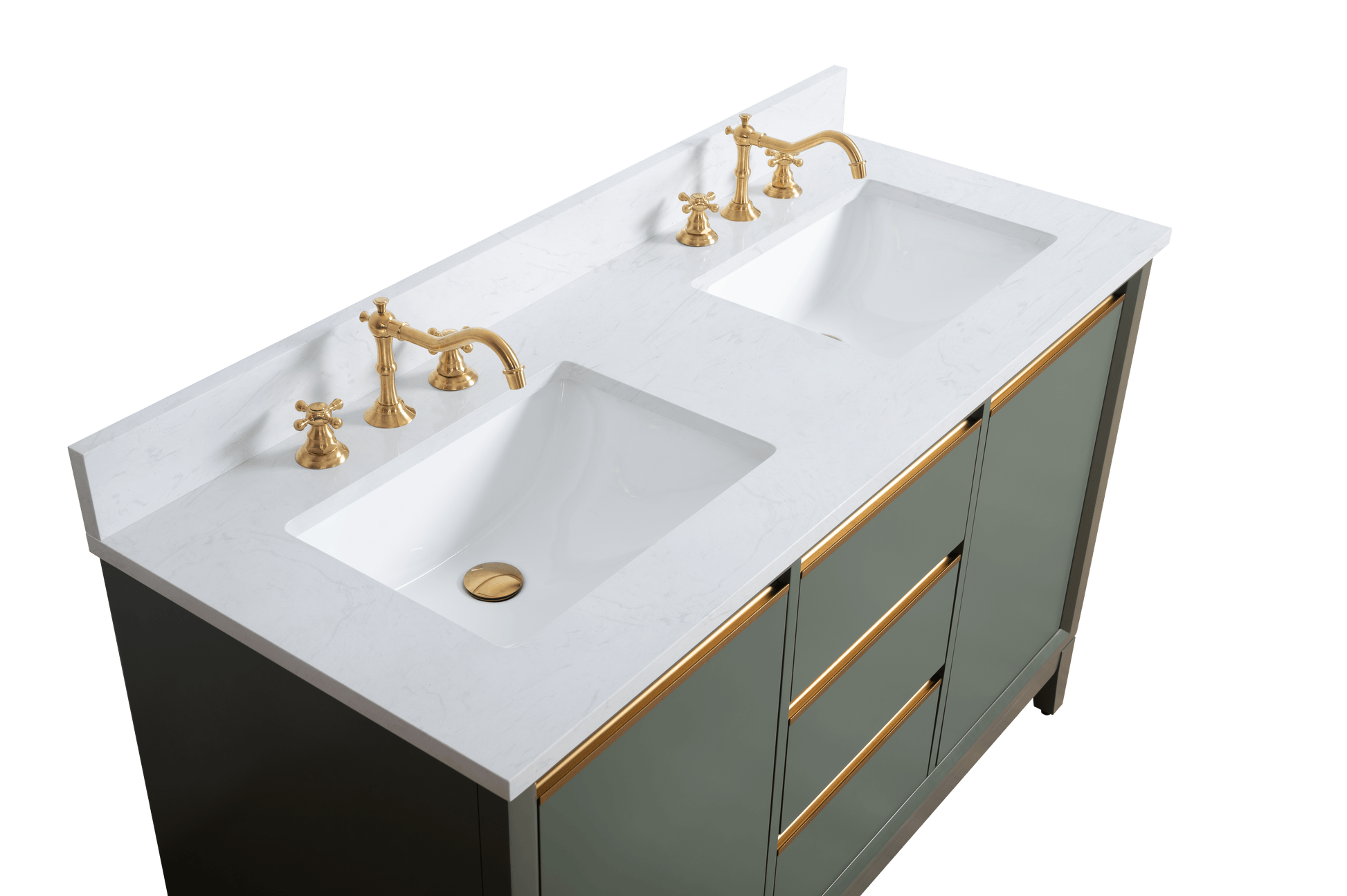 Vanity Art VA8054-DVG 54 Inch Double Sink Bathroom Vanity in Vintage Green with Marble Countertop - Vanity Art VA8054-DVG