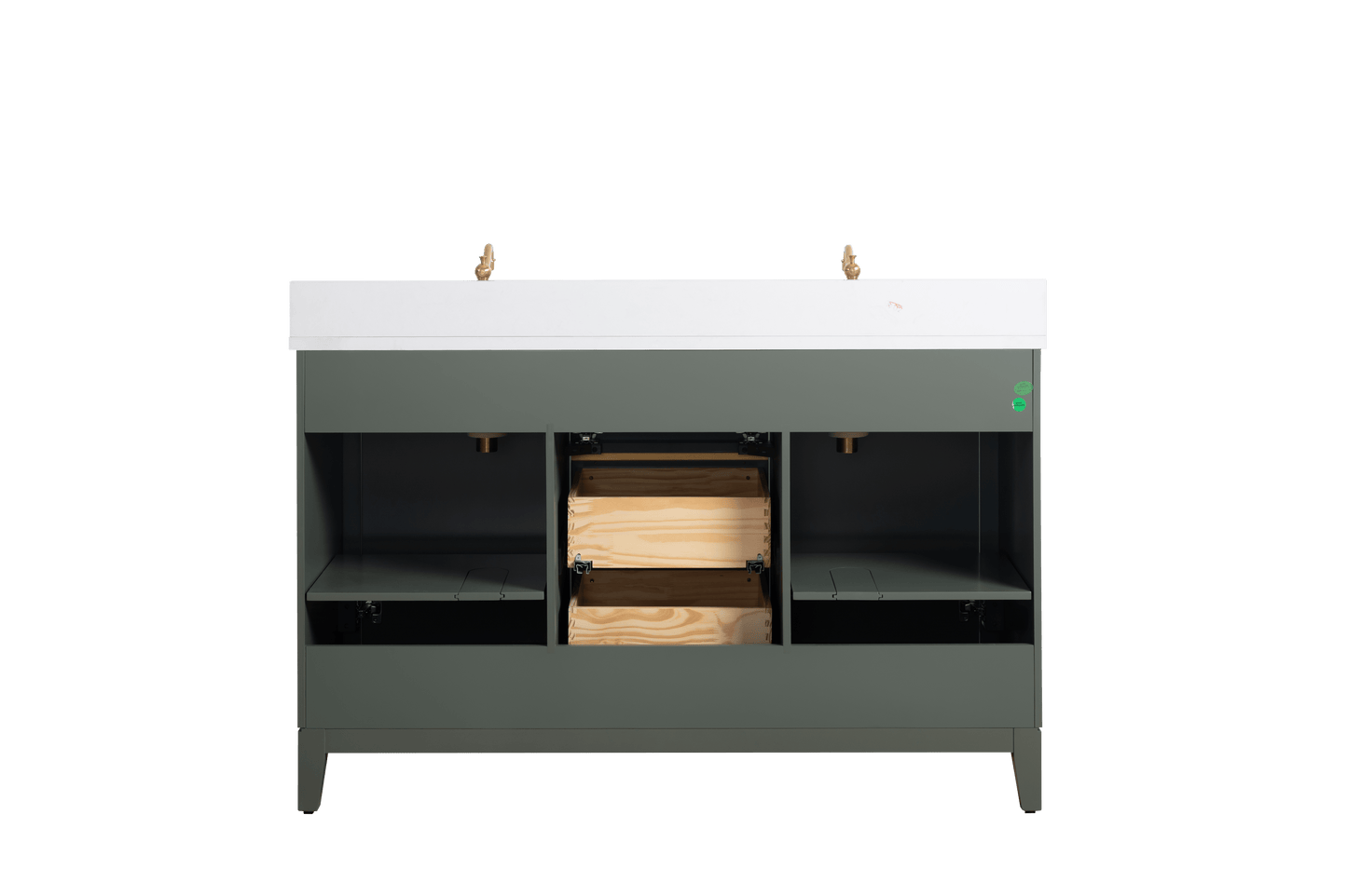 Vanity Art VA8054-DVG 54 Inch Double Sink Bathroom Vanity in Vintage Green with Marble Countertop - Vanity Art VA8054-DVG