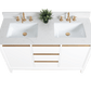 Vanity Art VA8054-DW 54 Inch Double Sink Bathroom Vanity in White with Marble Countertop - Vanity Art VA8054-DW