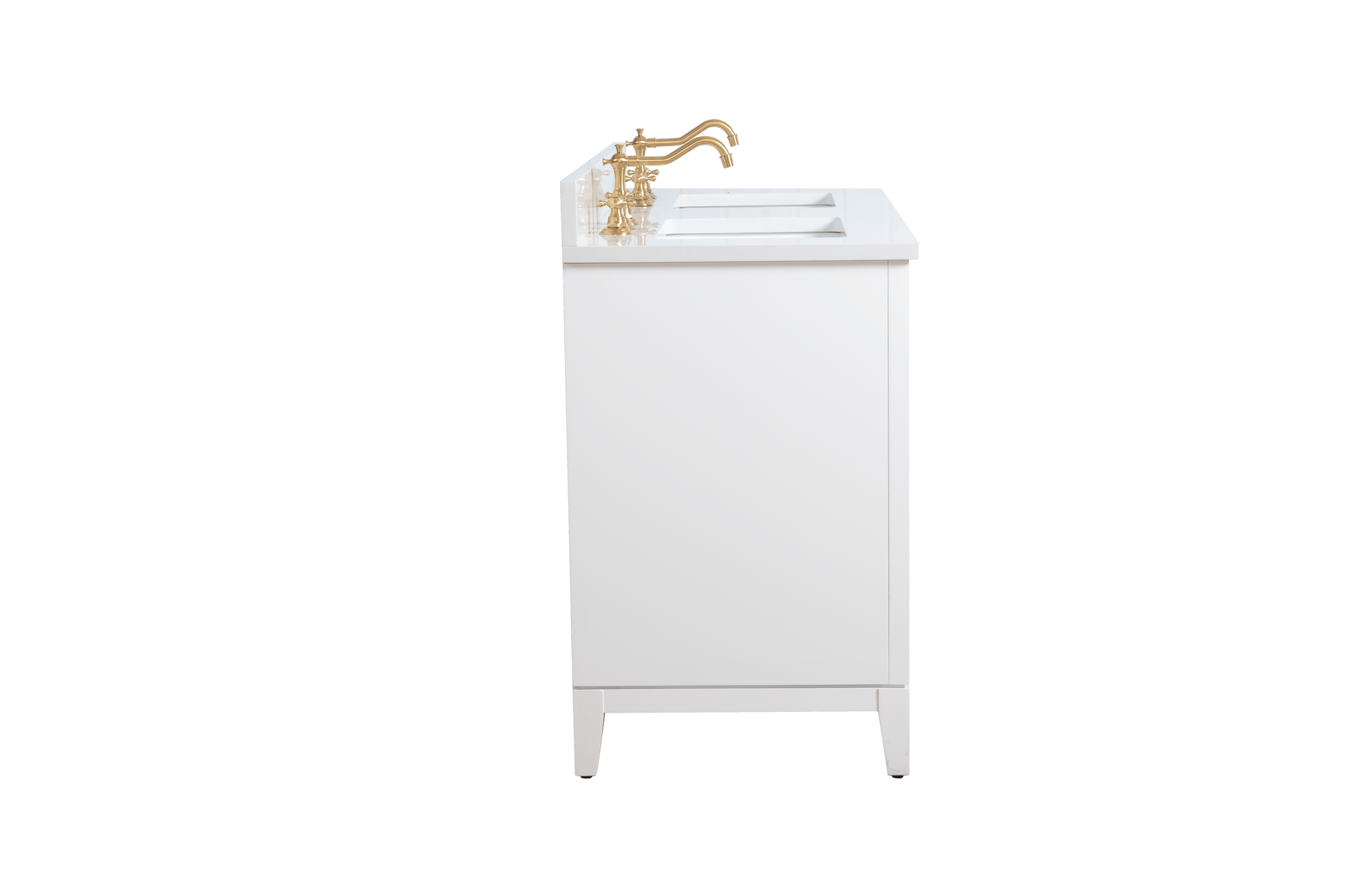 Vanity Art VA8054-DW 54 Inch Double Sink Bathroom Vanity in White with Marble Countertop - Vanity Art VA8054-DW