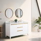 Vanity Art VA8054-DW 54 Inch Double Sink Bathroom Vanity in White with Marble Countertop - Vanity Art VA8054-DW