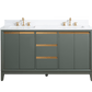 Vanity Art VA8060-DVG 60 Inch Double Sink Bathroom Vanity in Vintage Green with Marble Countertop - Vanity Art VA8060-DVG