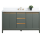 Vanity Art VA8060-SVG 60 Inch Single Sink Bathroom Vanity in Vintage Green with Marble Countertop - Vanity Art VA8060-SVG