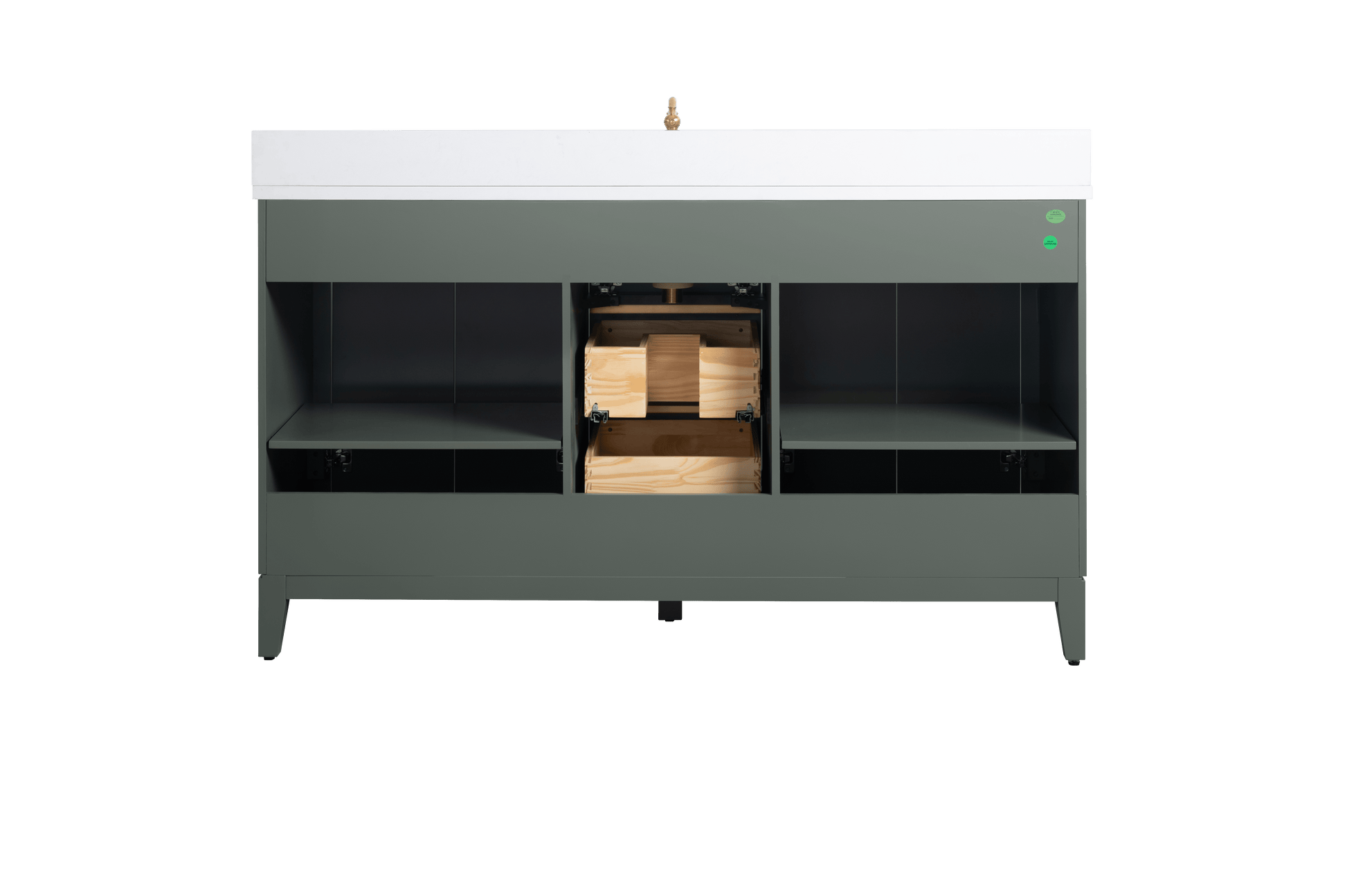 Vanity Art VA8060-SVG 60 Inch Single Sink Bathroom Vanity in Vintage Green with Marble Countertop - Vanity Art VA8060-SVG