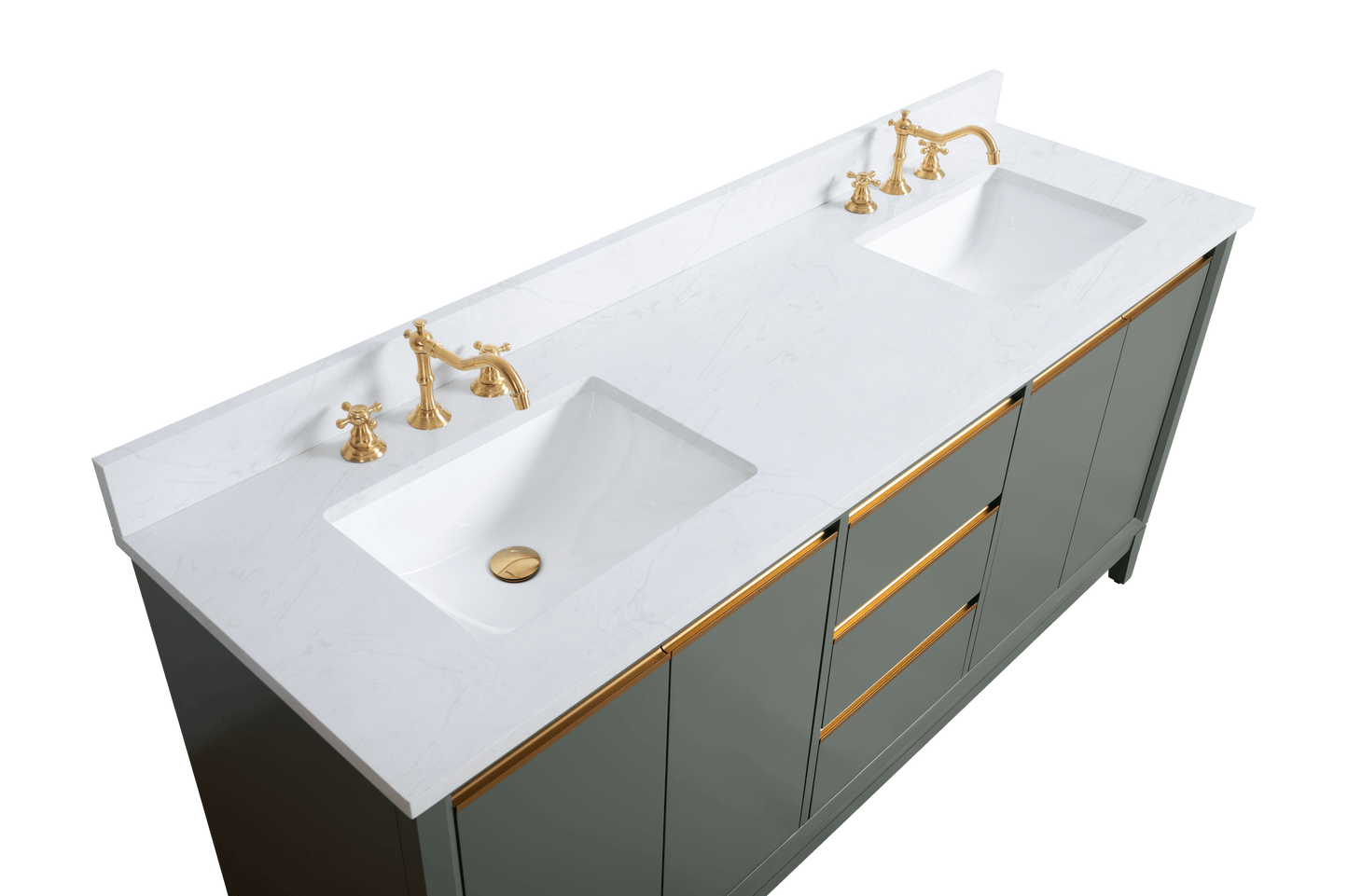 Vanity Art VA8072-DVG 72 Inch Double Sink Bathroom Vanity in Vintage Green with Marble Countertop - Vanity Art VA8072-DVG