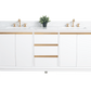 Vanity Art VA8072-DW 72 Inch Double Sink Bathroom Vanity in White with Marble Countertop - Vanity Art VA8072-DW