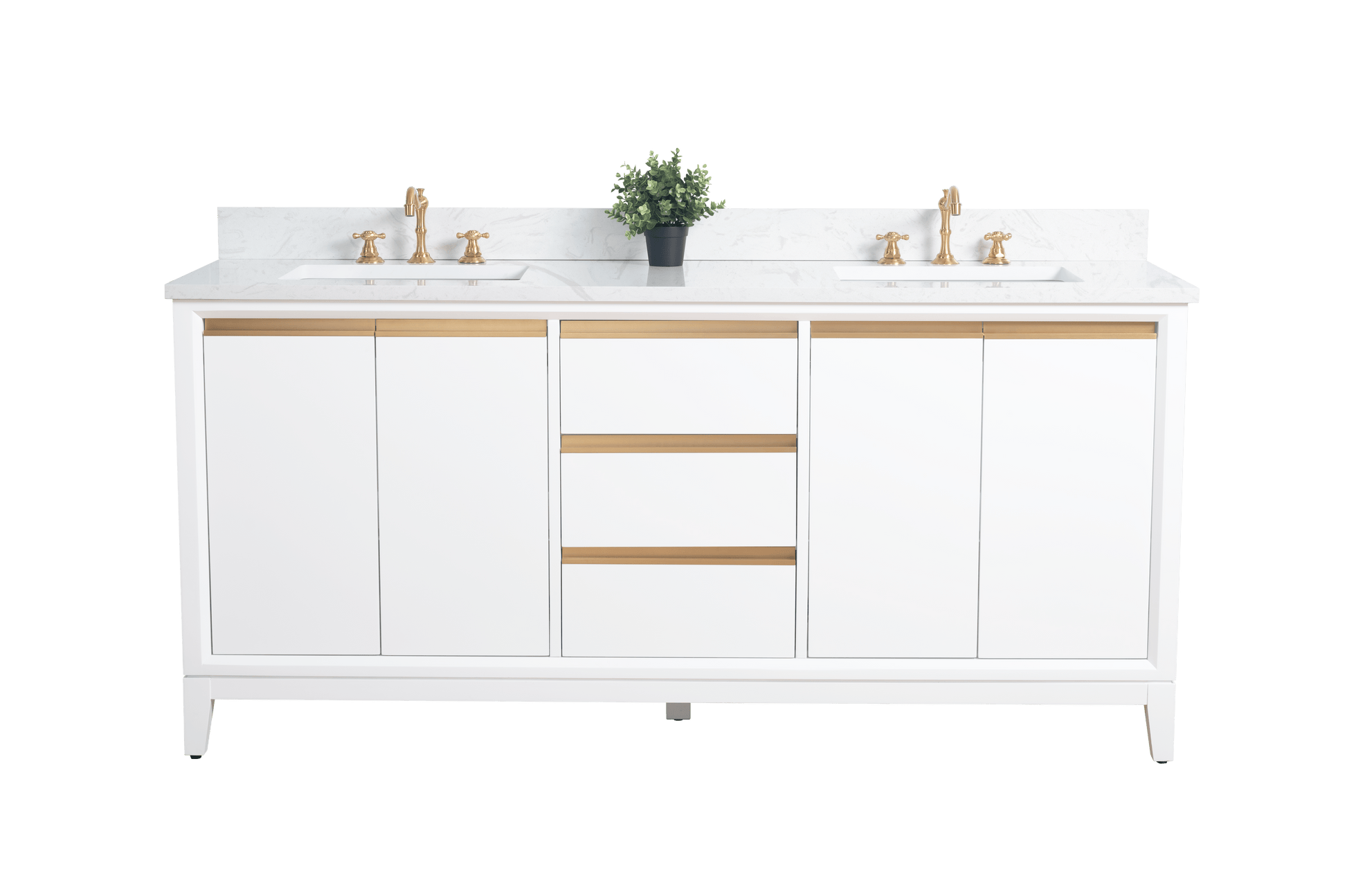 Vanity Art VA8072-DW 72 Inch Double Sink Bathroom Vanity in White with Marble Countertop - Vanity Art VA8072-DW