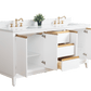 Vanity Art VA8072-DW 72 Inch Double Sink Bathroom Vanity in White with Marble Countertop - Vanity Art VA8072-DW